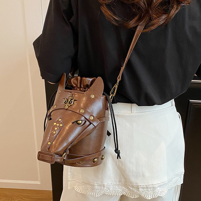 Medieval Roman-style horse-head bucket bag