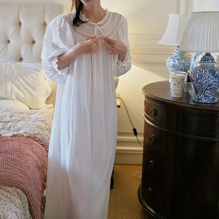 Vintage Style Lace Panel Cotton Night Gown