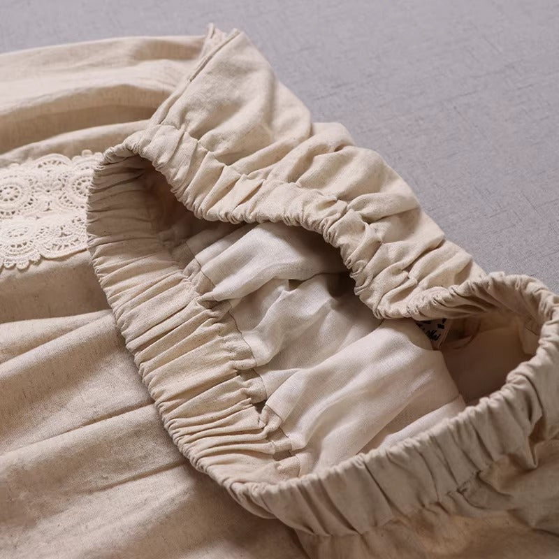 Cottagecore Embroidery Lace Trim Skirt