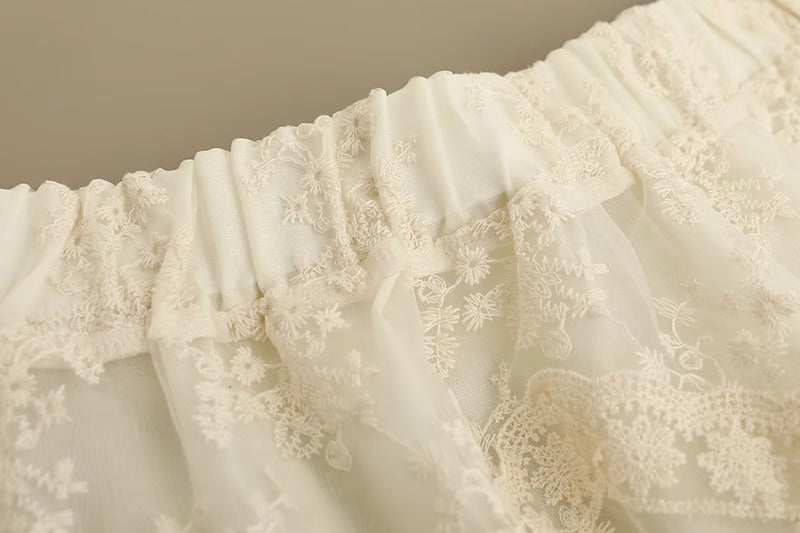 Fairycore Lace Embroidery Skirt