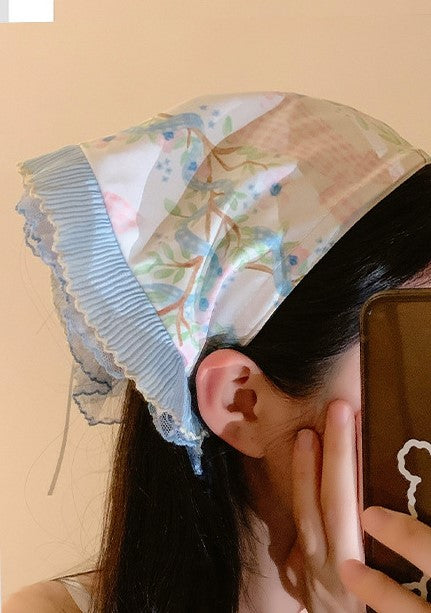 Retro Cottagecore Floral Head Scarf