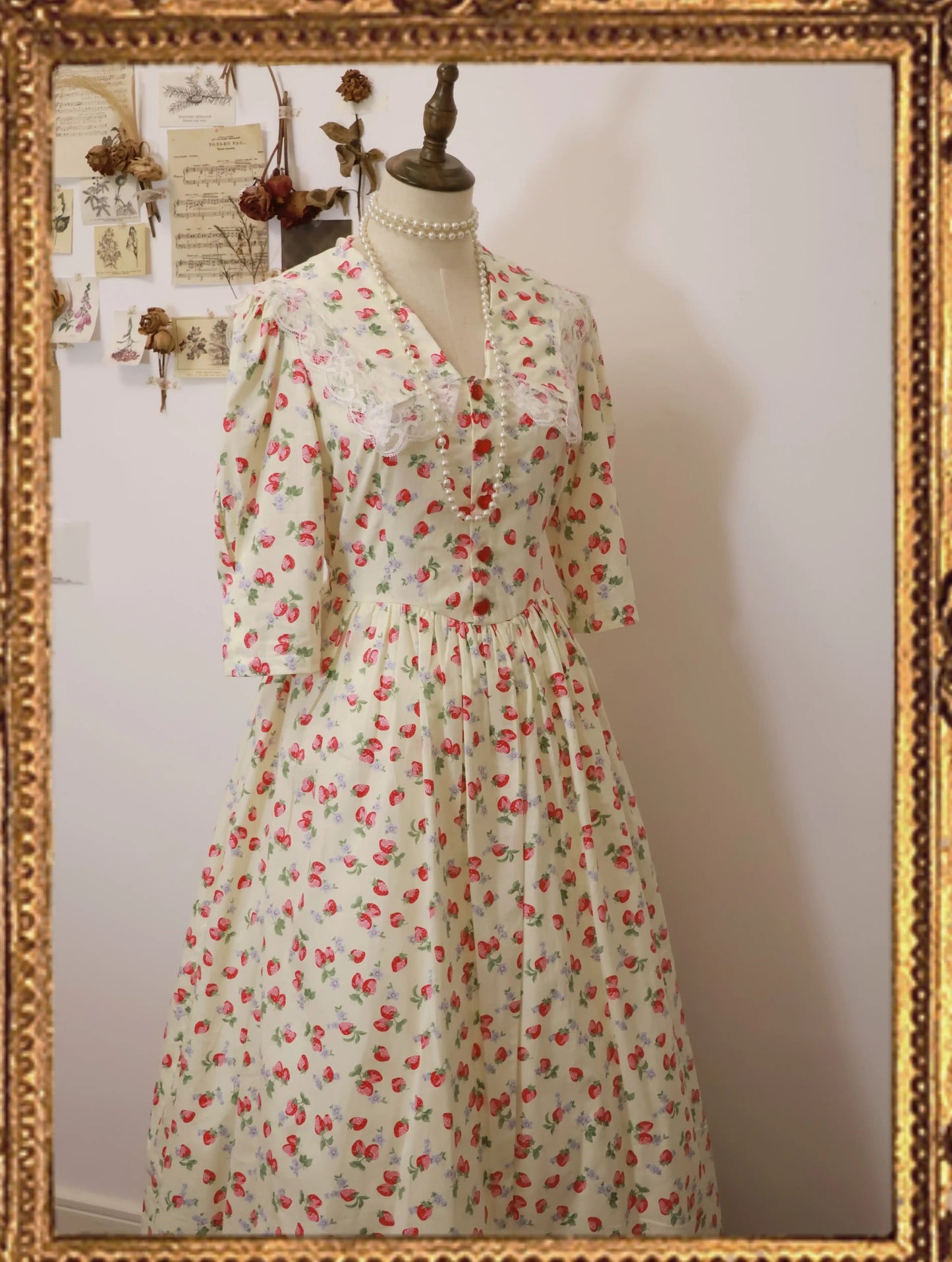 Vintage Cottagecore Strawberry Dress