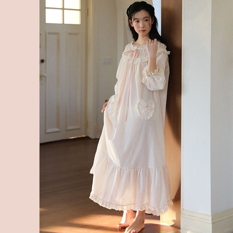 Vintage Lace Panel Cotton Night Gown