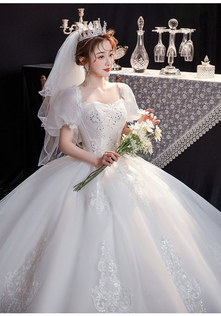 Royalcore Vintage Princess Puff Sleeves Wedding Gown