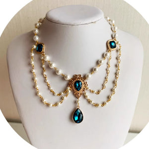 Handmade Royalcore Gemstone Pearl Necklace