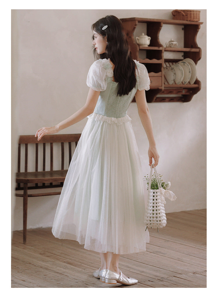 Retro Coquette Puff Sleeves Dress