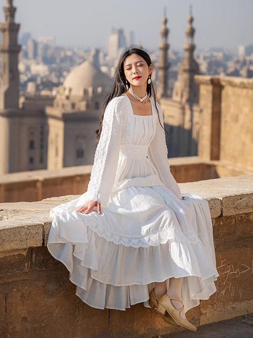 Gunne Sax Style Dreamy Prairie White Dress 130 cm/ 51 inches / M I Retro Fairy Gunne Sax Style Dreamy Prairie White Dress 130 cm/ 51 inches / M I Retro Fairy
