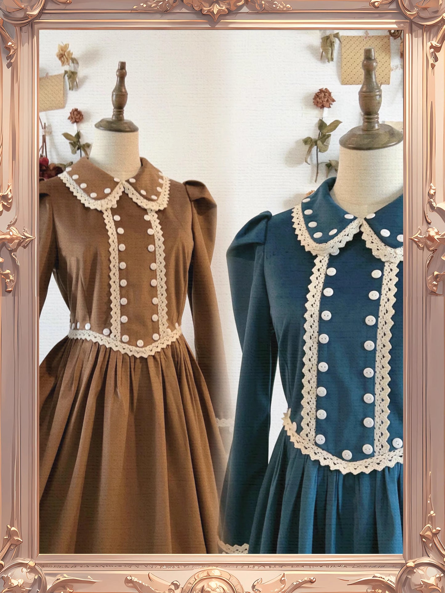 Vintage Remake Peter Pan Collar Velvet Dress