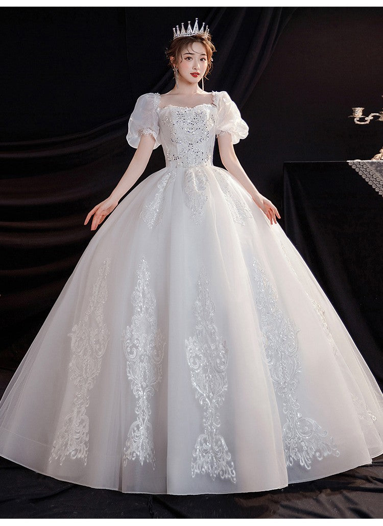 Royalcore Vintage Princess Puff Sleeves Wedding Gown