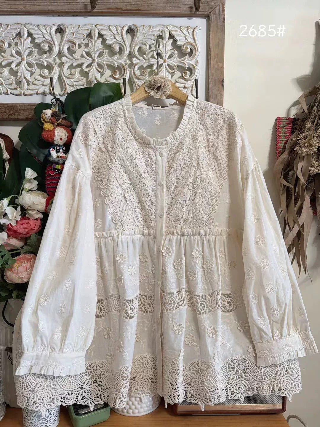Fairycore cotton Embroidery Blouse