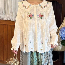 Load image into Gallery viewer, vintage shirt blouse victorian top  edwardian blouse cottagecore fairycore dress edwardian blouse edwardian outifit 1900s outfit vintage top vintage fashion
