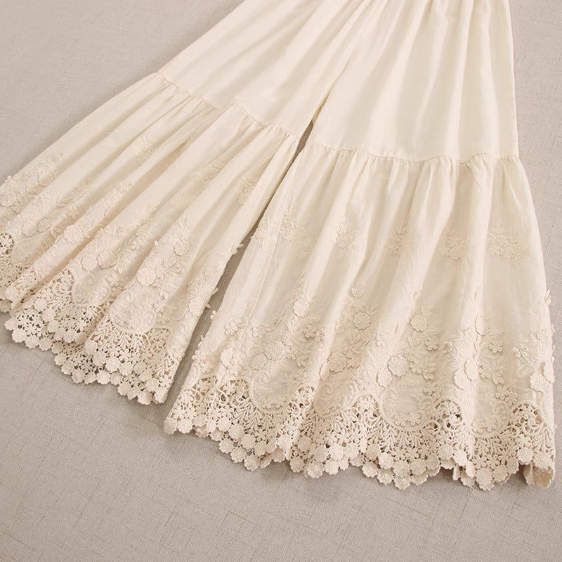 Cottagecore Embroidery Wide Leg Pants