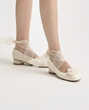 Retro Balletcore Rose Decor Flat