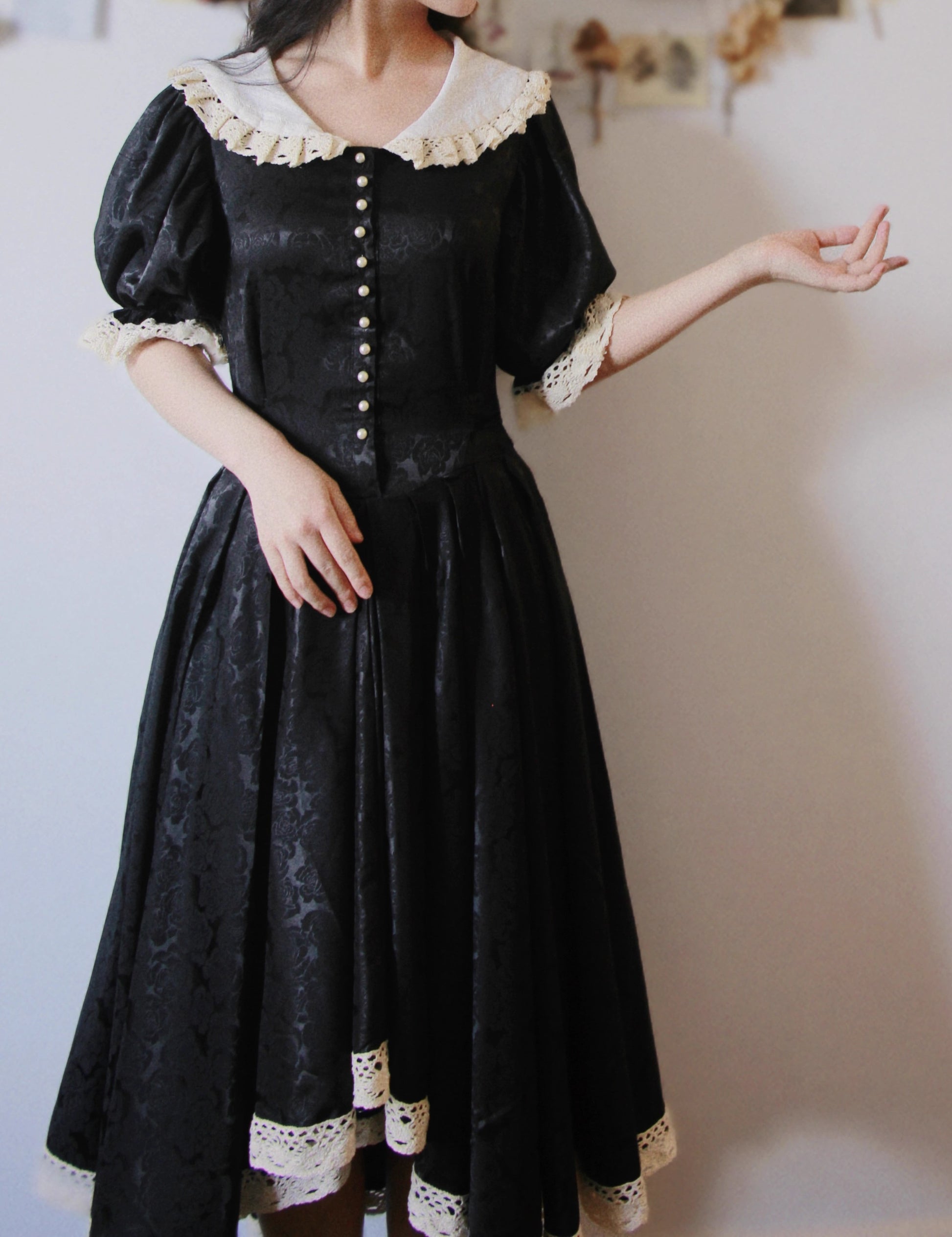 Vintage Dark Academia Peter Pan Collar Dress M I Retro Fairy Vintage Dark Academia Peter Pan Collar Dress M I Retro Fairy