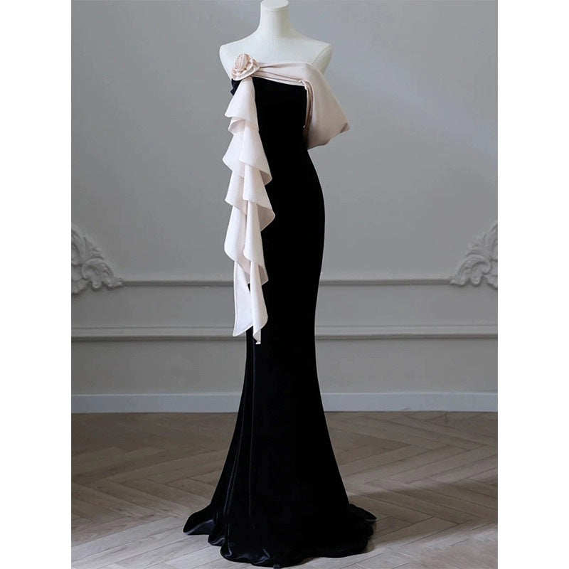 Retro Off-shoulder sleeveless fitted waist mermaid dress