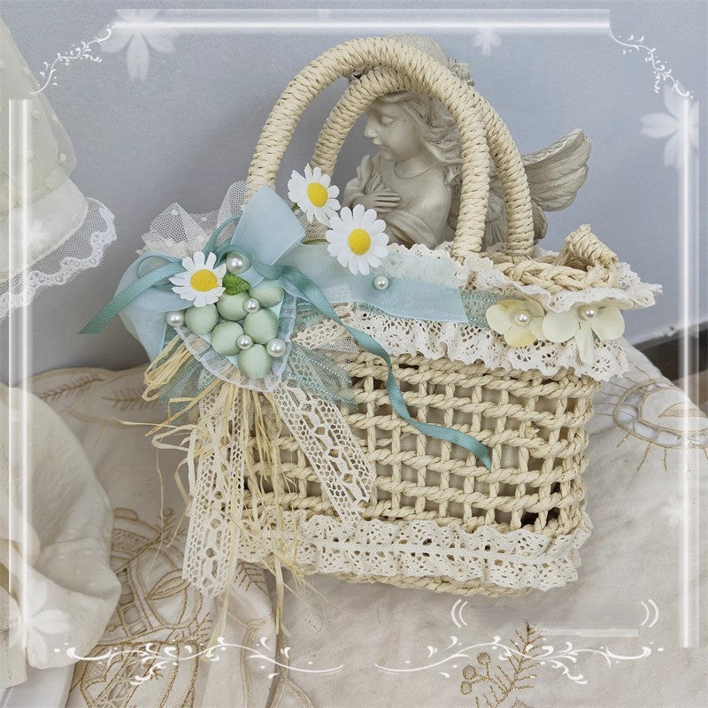vintage handbag cottagecore straw bag