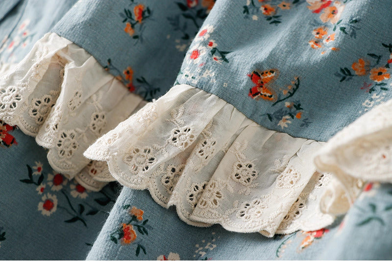 Mori Kei Floral Embroidery Dress