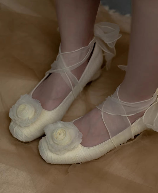 Retro Balletcore Rose Decor Flat