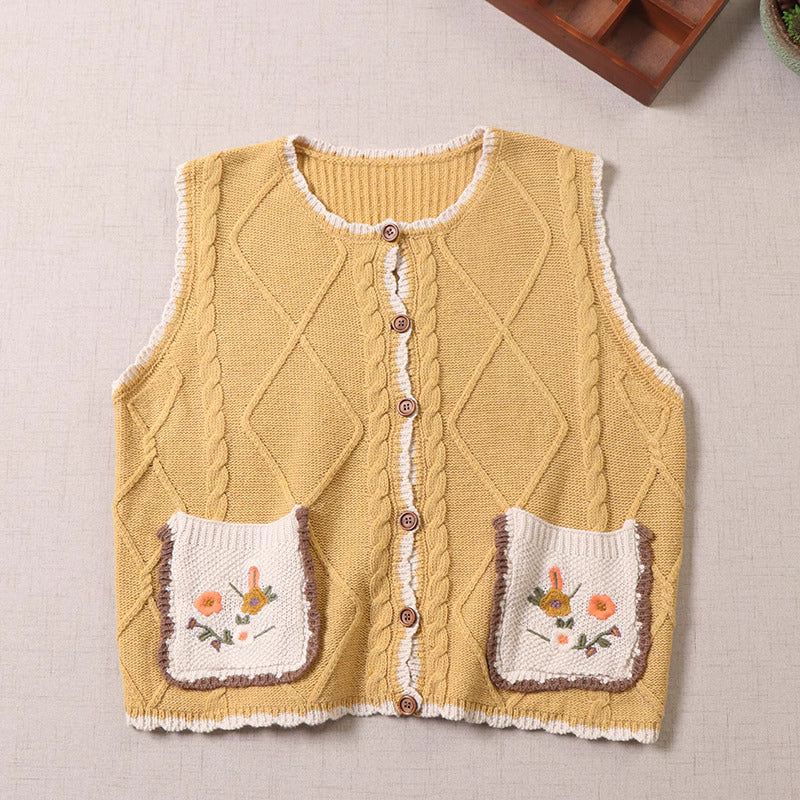 Cottagecore Embroidery Mori Kei Vest Top – Retro Fairy
