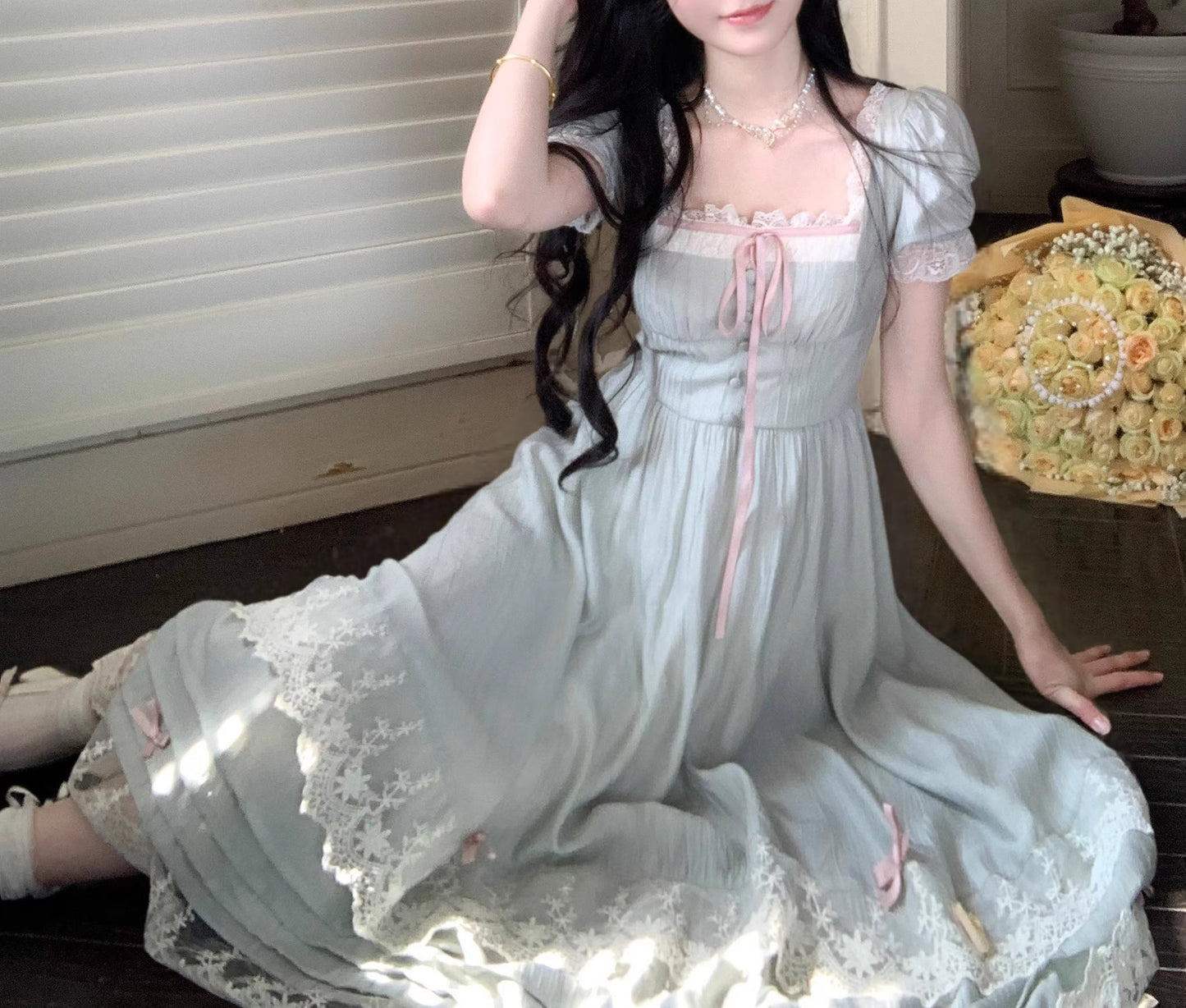 Coquette Softcore Princess Pleated Dress