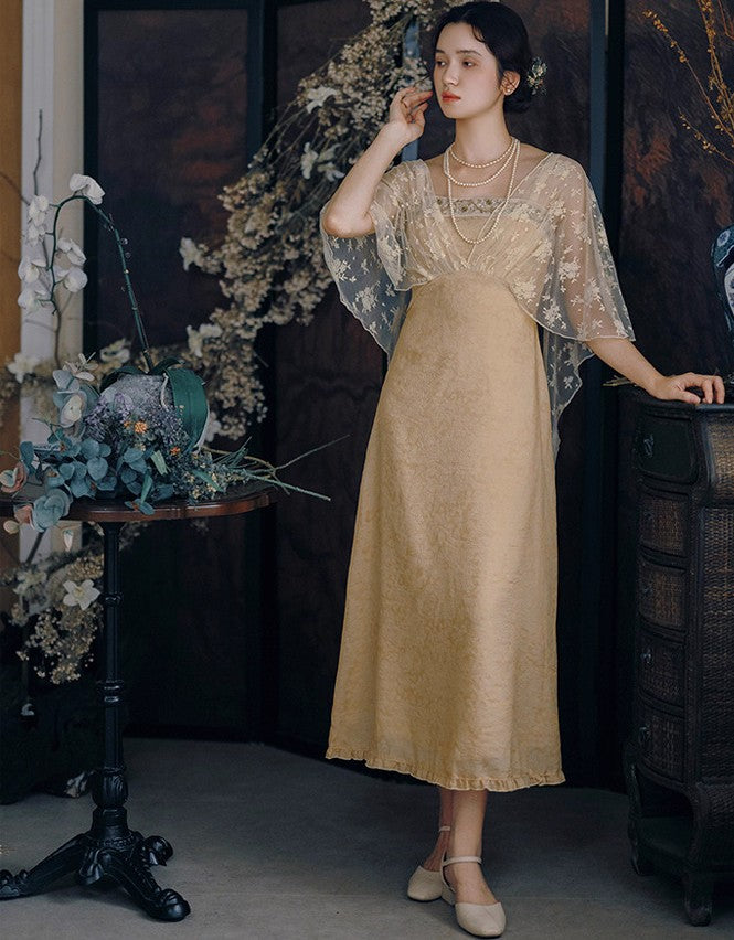 Downton Abbey Tea Break Elegant Jacquard Lace Dress