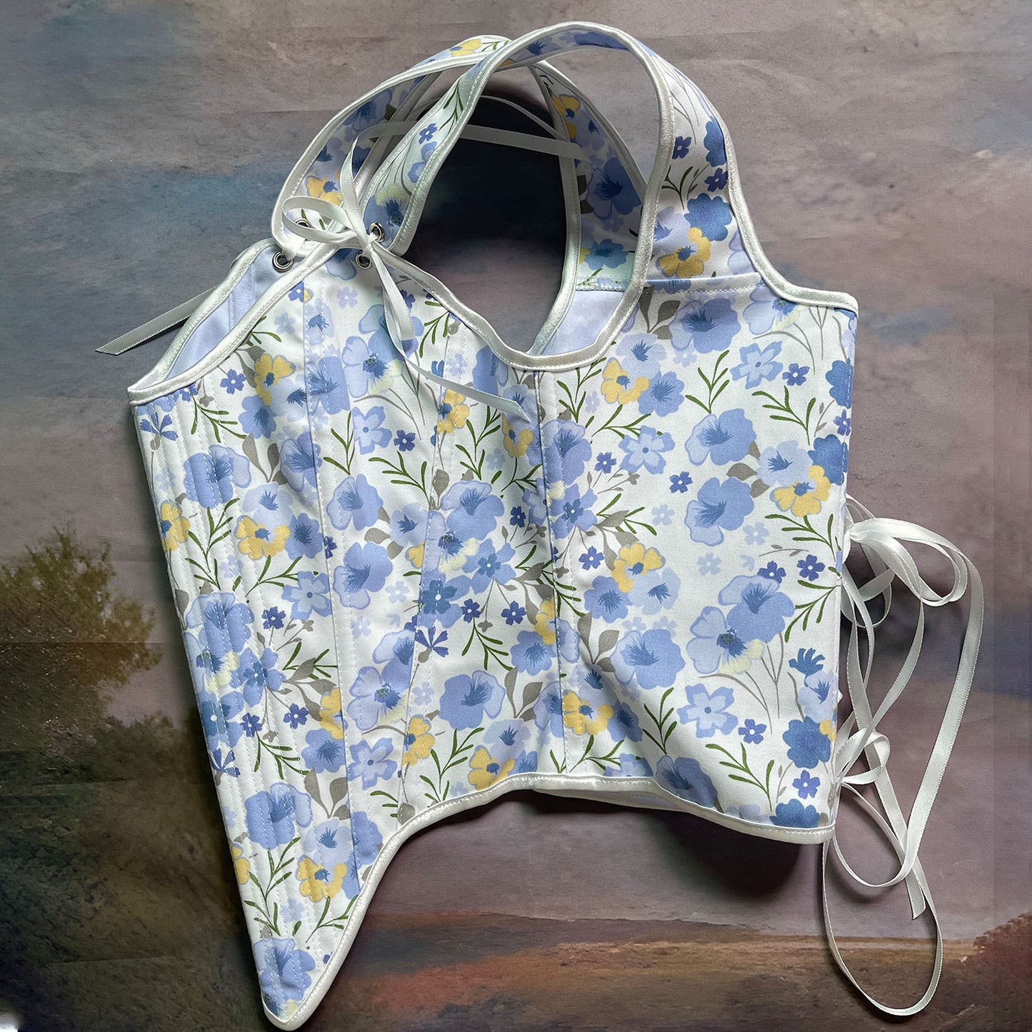 Retro Floral Bow Tie Corset