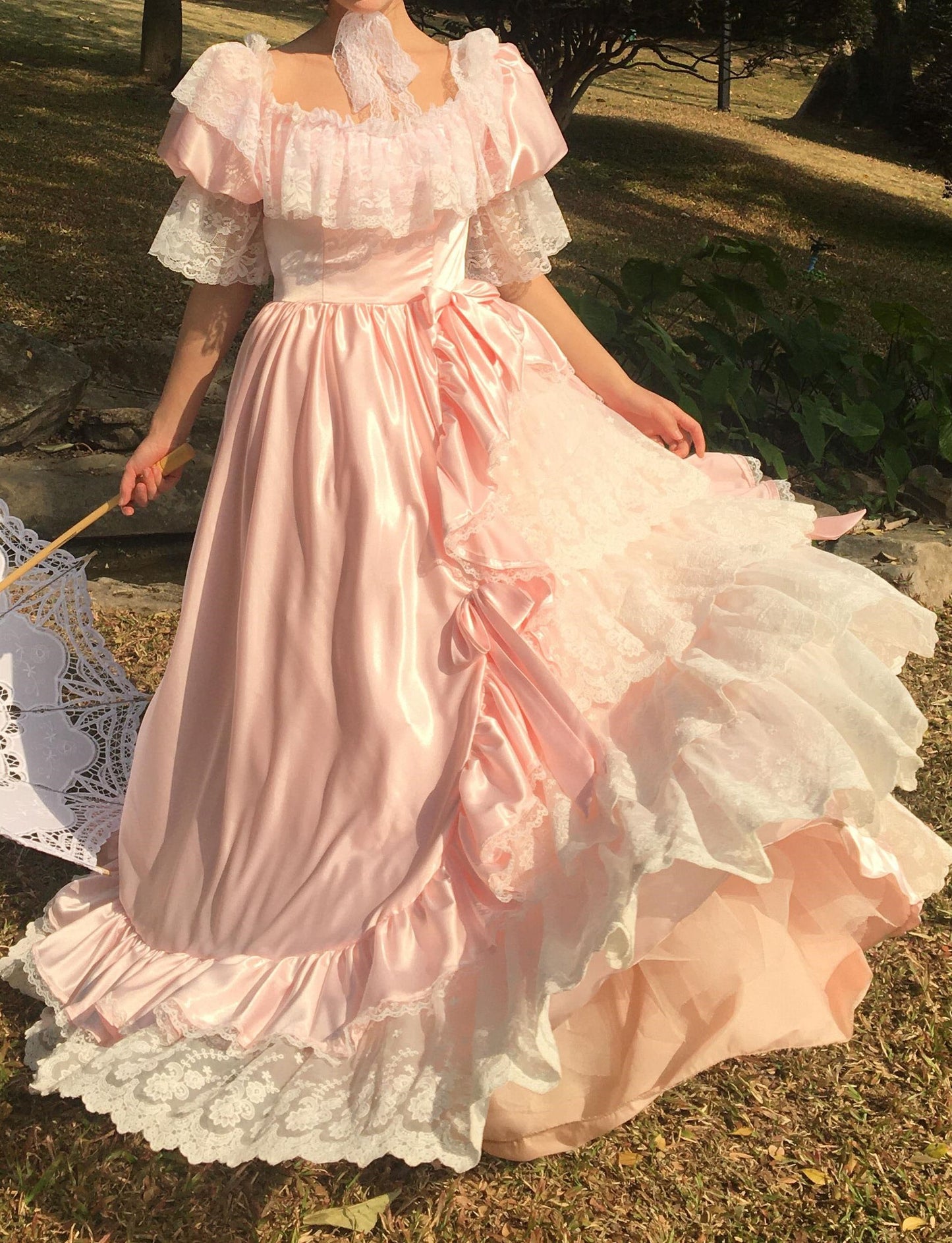 victorian dress layers Victorian Style Multi-Layer Prom Dress Wedding Gown Customized size / Pink I Retro Fairy