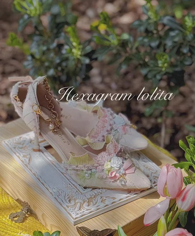 Fairycore Studded Pearl Chain Heels