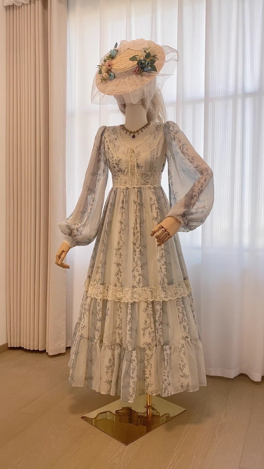 Gunne Sax Remake 70s Lace Patchwork Floral Dress