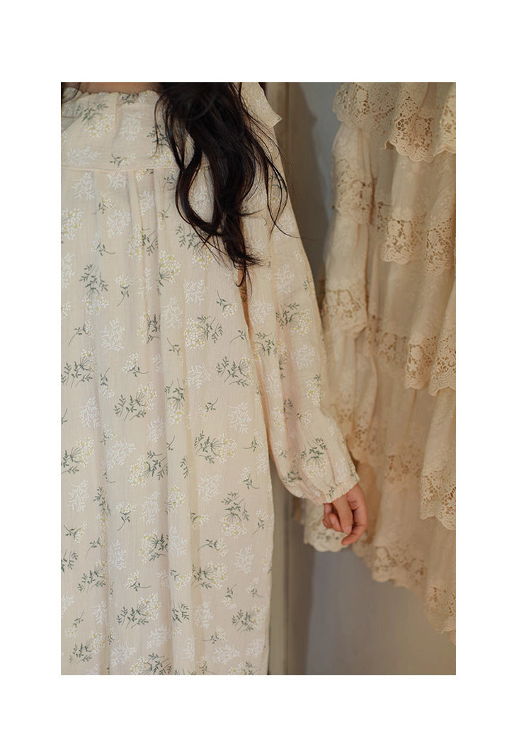 Cottagecore Cotton Floral Night Gown Dress