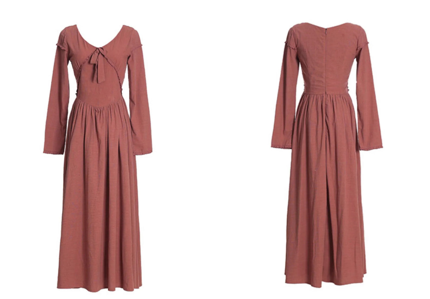 1900S Bow Tie Linen Vintage Dress