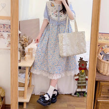 Load image into Gallery viewer, Cottagecore Embroidery Lace Panel Floral Cotton Dress
