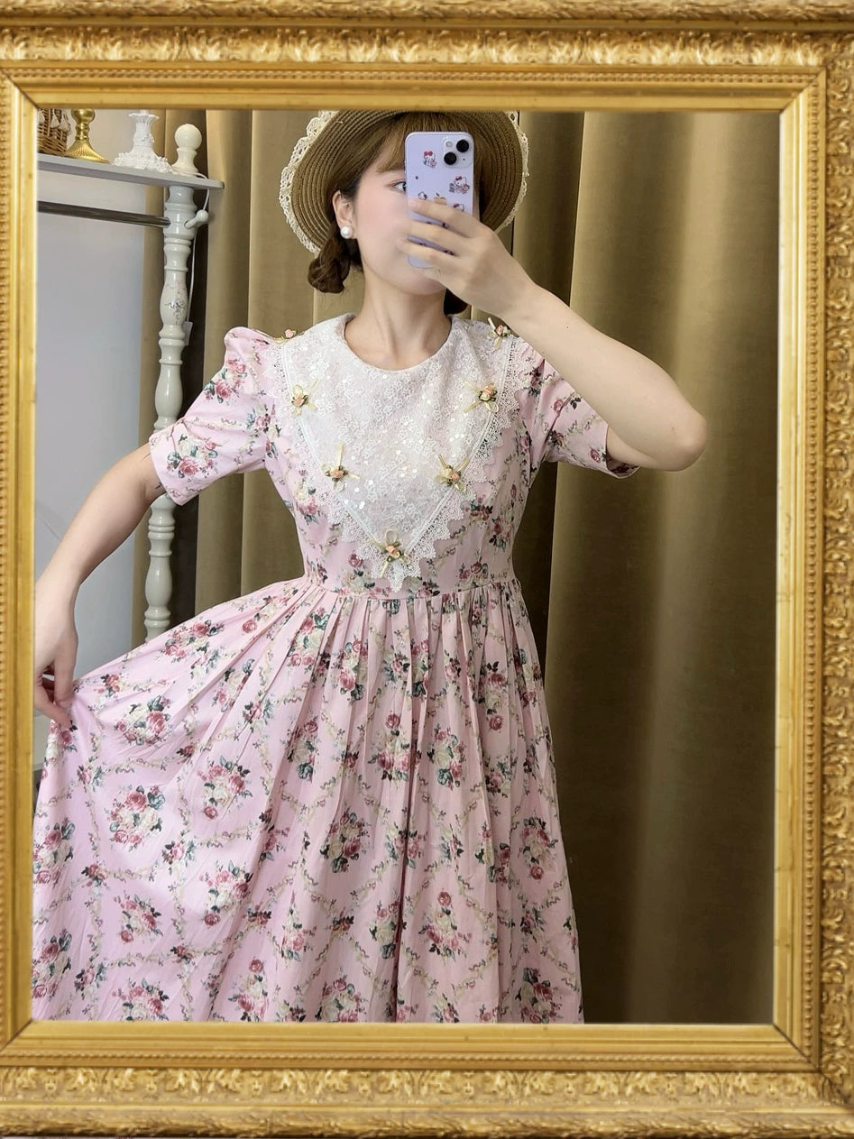 Laura Ashely Style Vintage Floral Swing Dress
