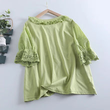 Load image into Gallery viewer, Cottagecore Embroidered Cotton Blouse Top
