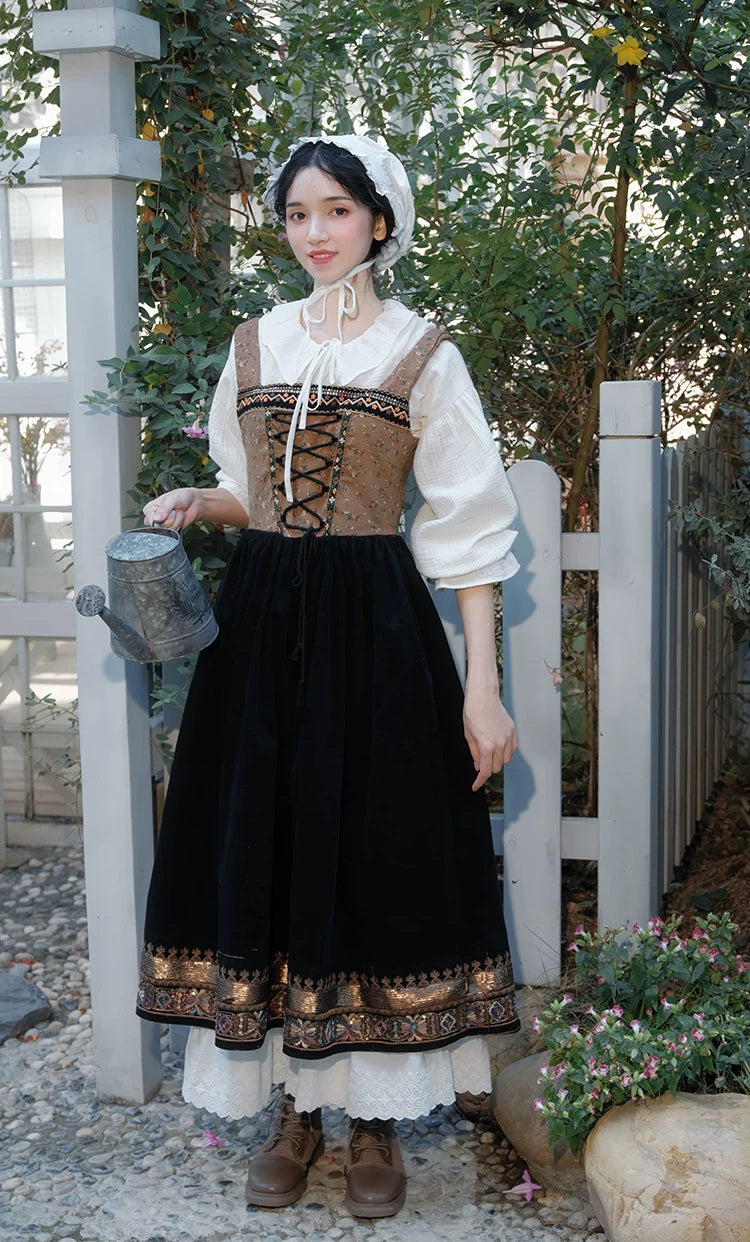 cottagecore pinafore dress Bavarian Style Cottagecore Pinafore Dress M I Retro Fairy