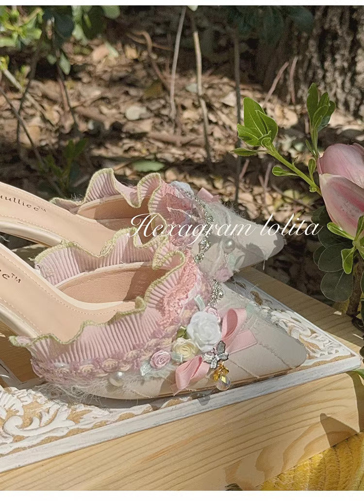 Fairycore Studded Pearl Chain Heels