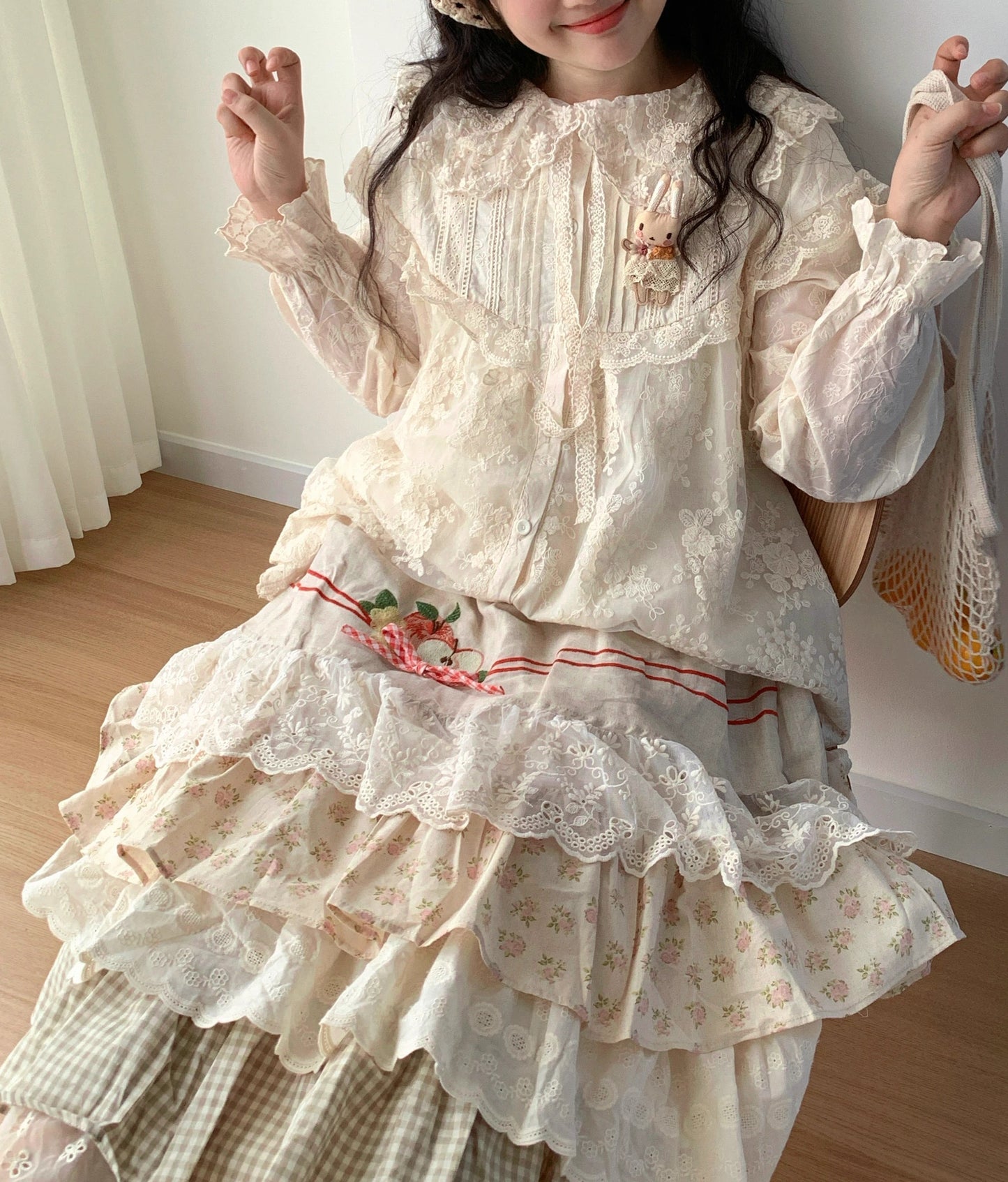 Cottagecore Embroidered Multi-layer Skirt