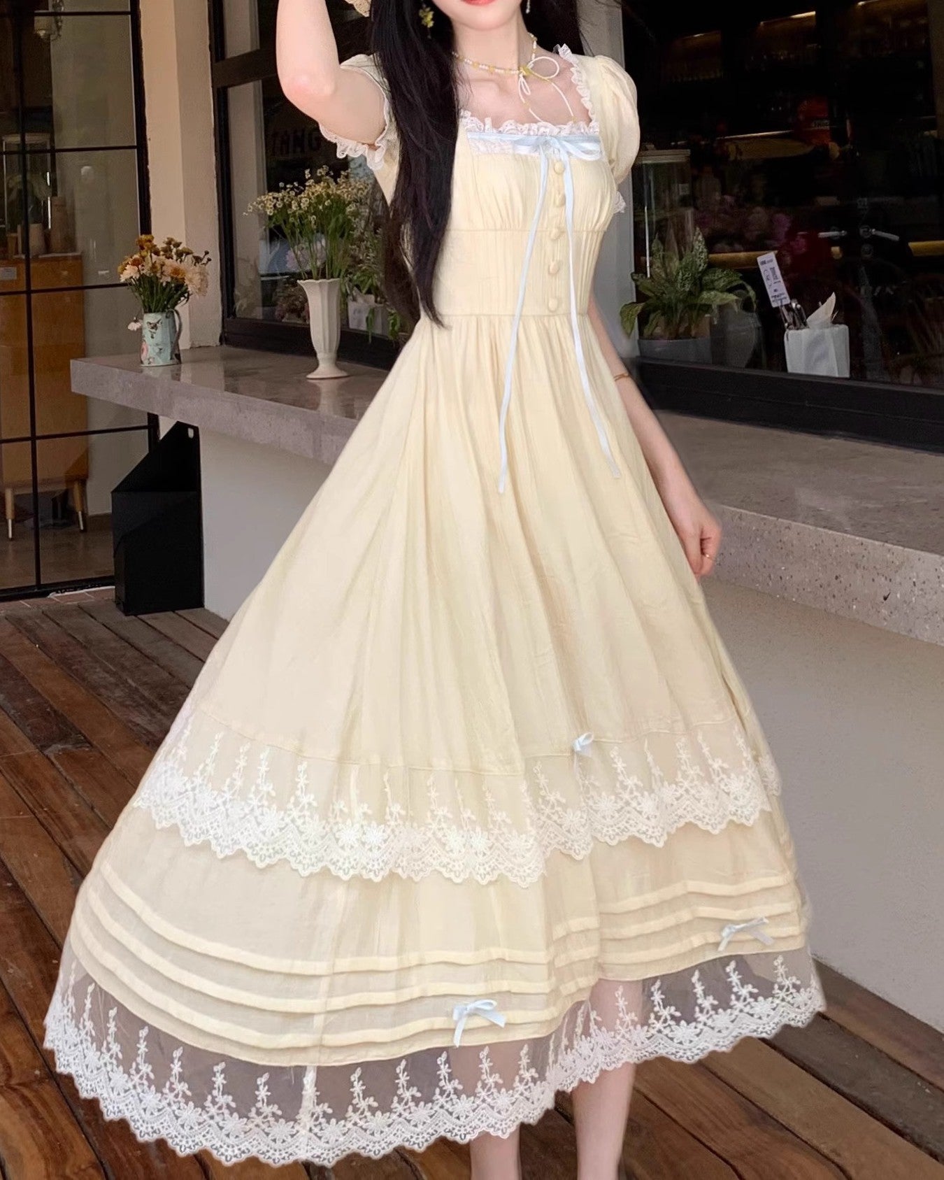 Coquette Softcore Princess Pleated Dress Yellow / S I Retro Fairy Coquette Softcore Princess Pleated Dress Yellow / S I Retro Fairy