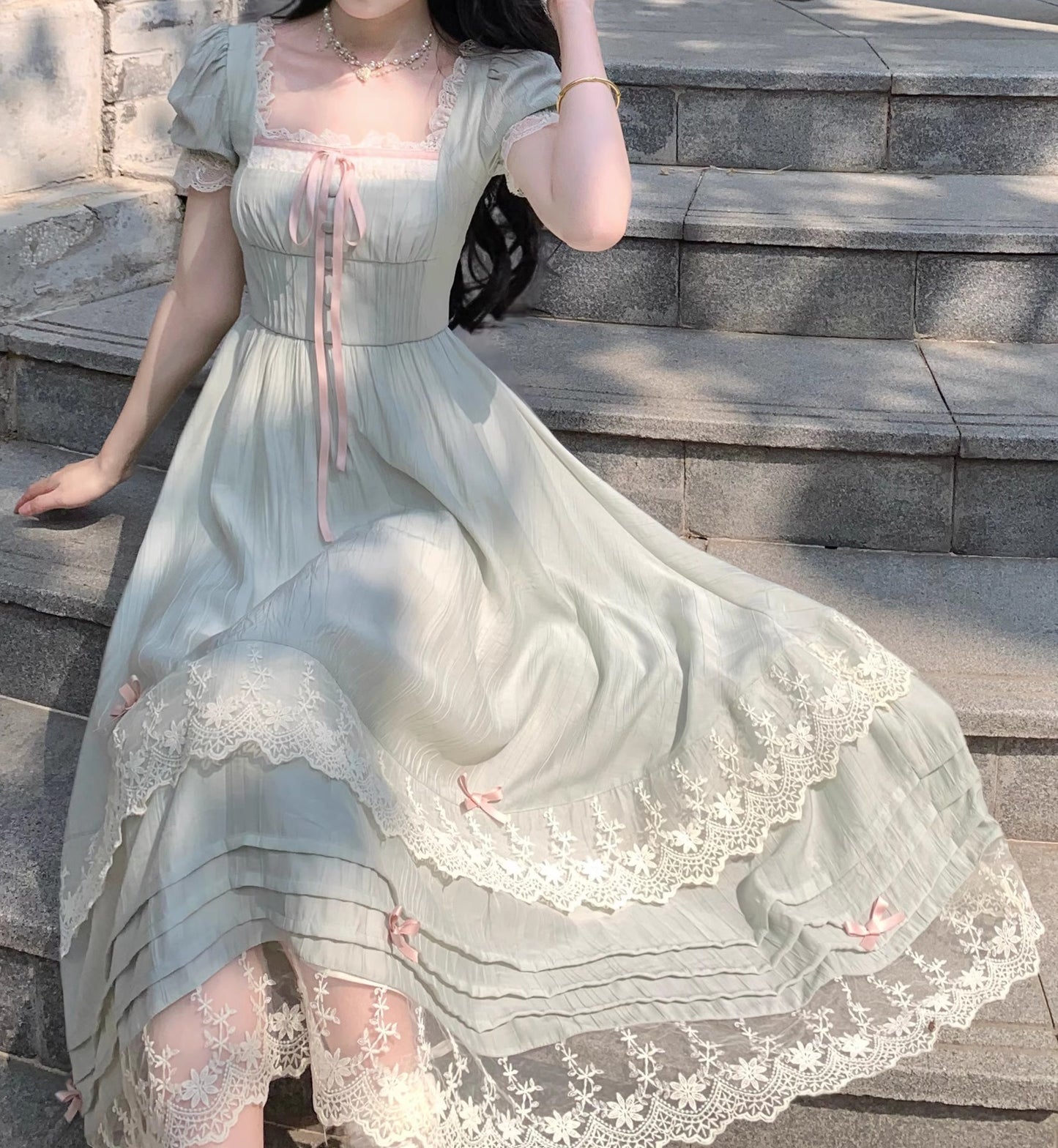 Coquette Softcore Princess Pleated Dress
