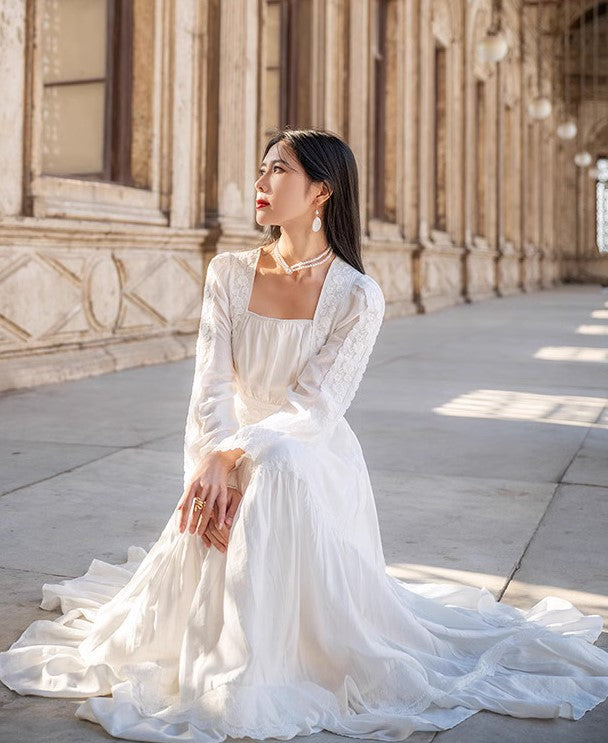 Gunne Sax Style Dreamy Prairie White Dress – Retro Fairy