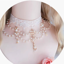 Load image into Gallery viewer, Handmade Vintage Style lace choker bridal necklace
