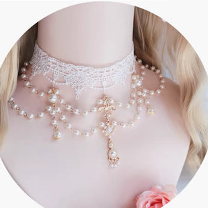 Handmade Vintage Style lace choker bridal necklace