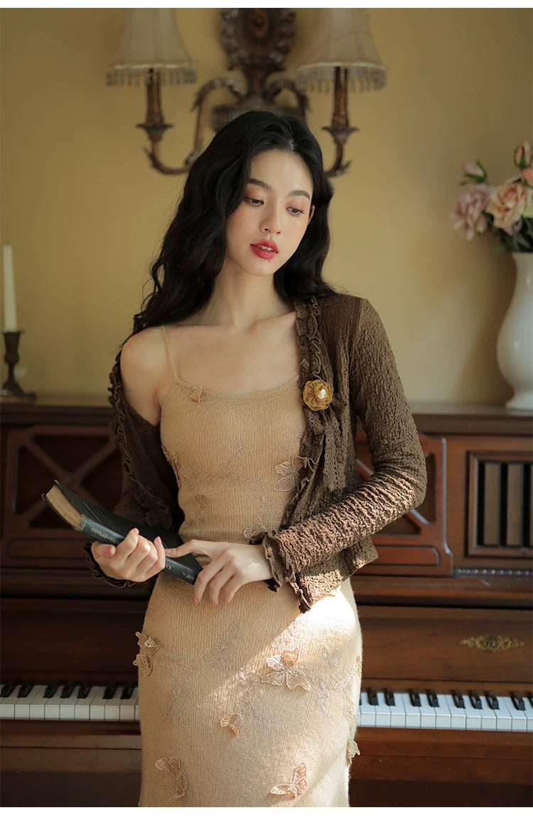 Retro Parisian Cardigan & Slip Dress