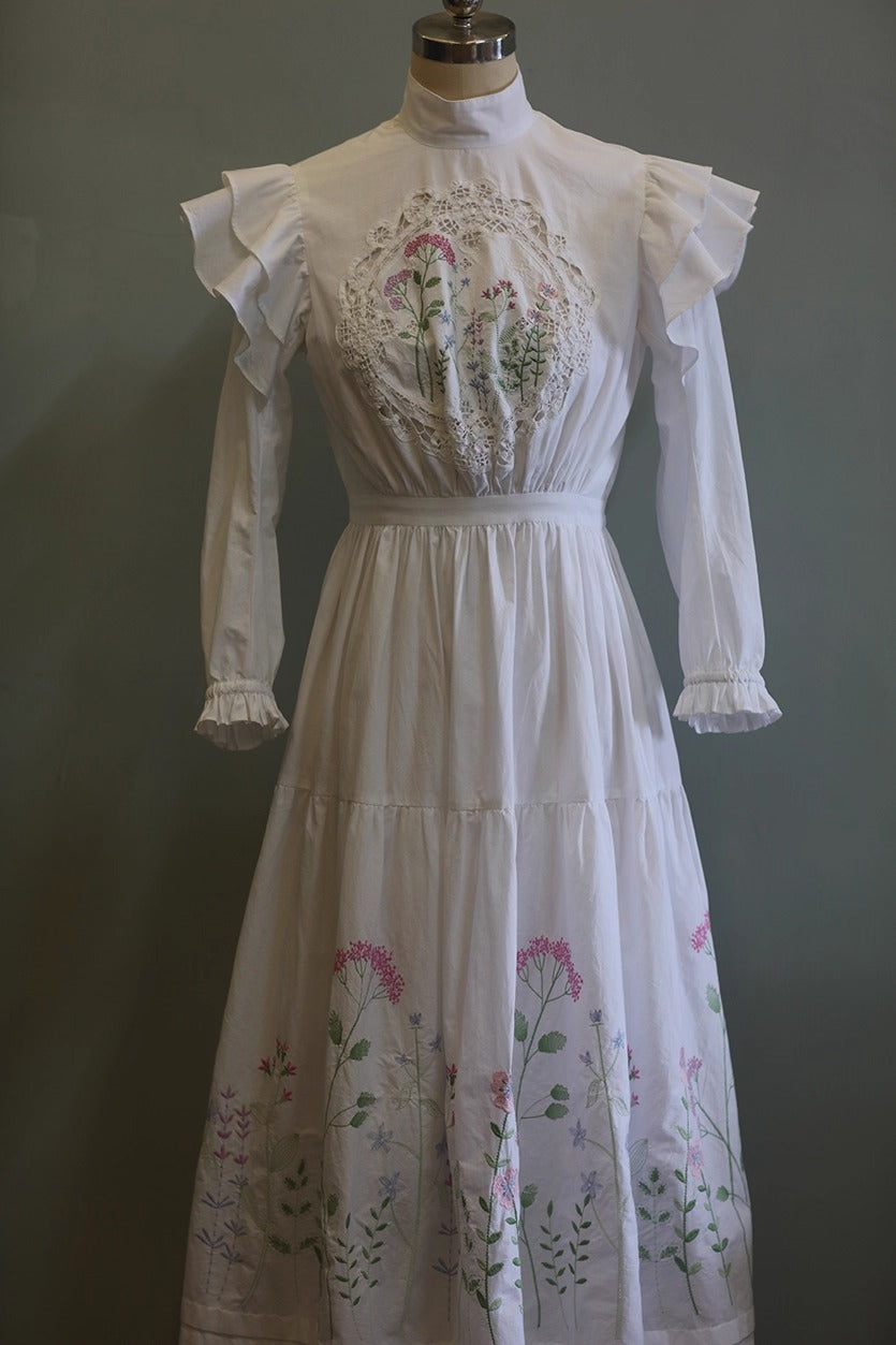 Vintage Remake Embroidery Cottagecore Dress L I Retro Fairy