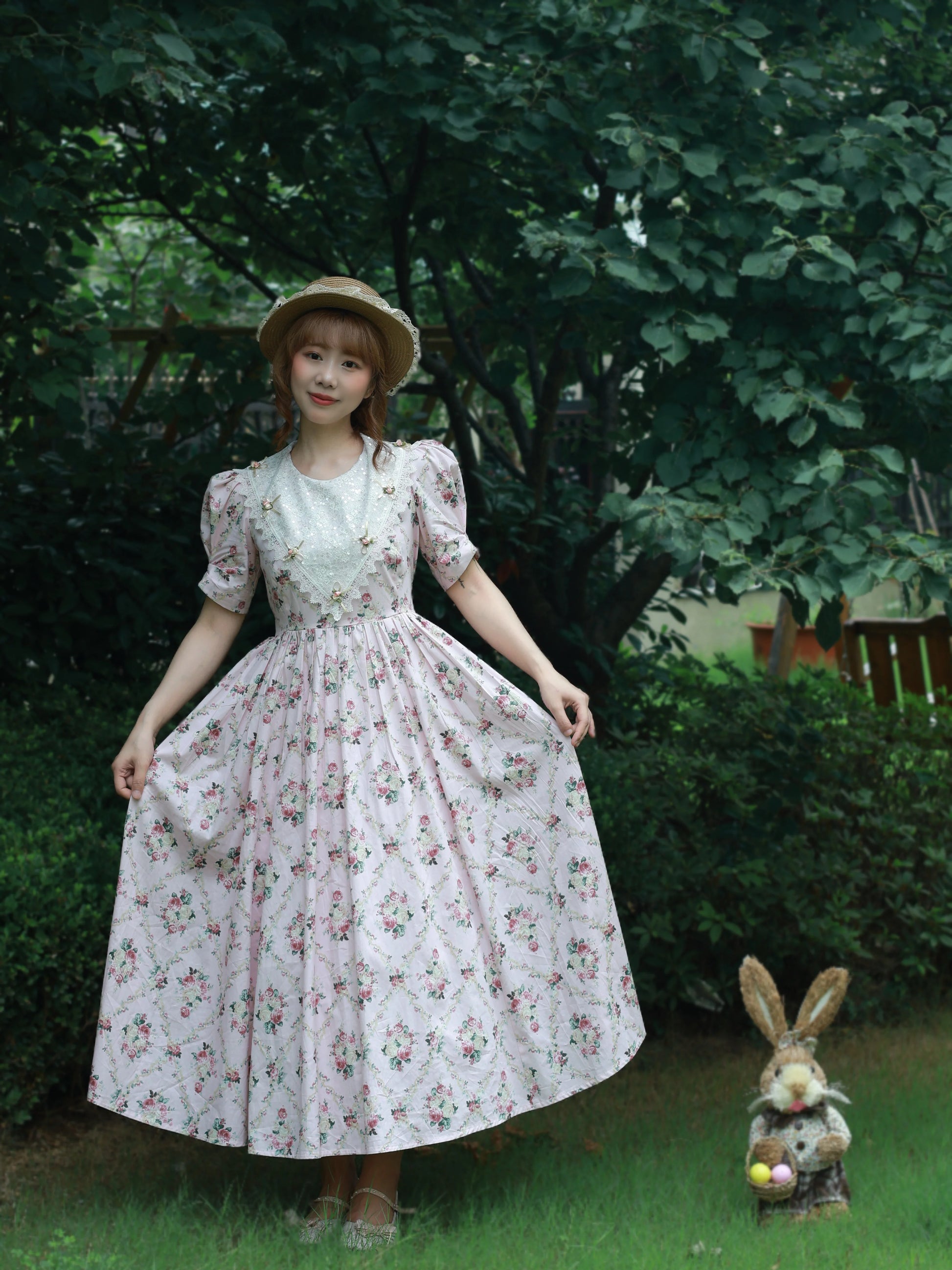Laura Ashely Style Vintage Floral Swing Dress