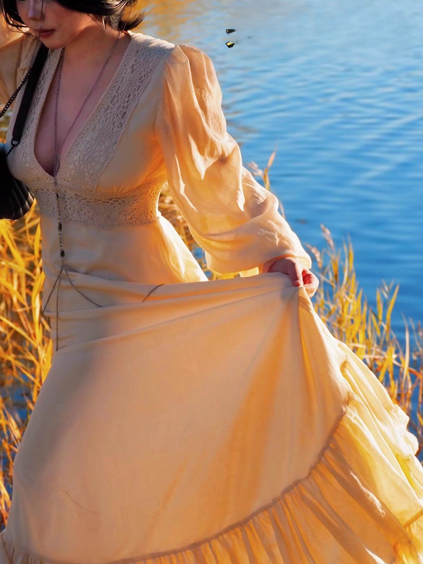 Gunne Sax Remake V Neck Prairie Dress
