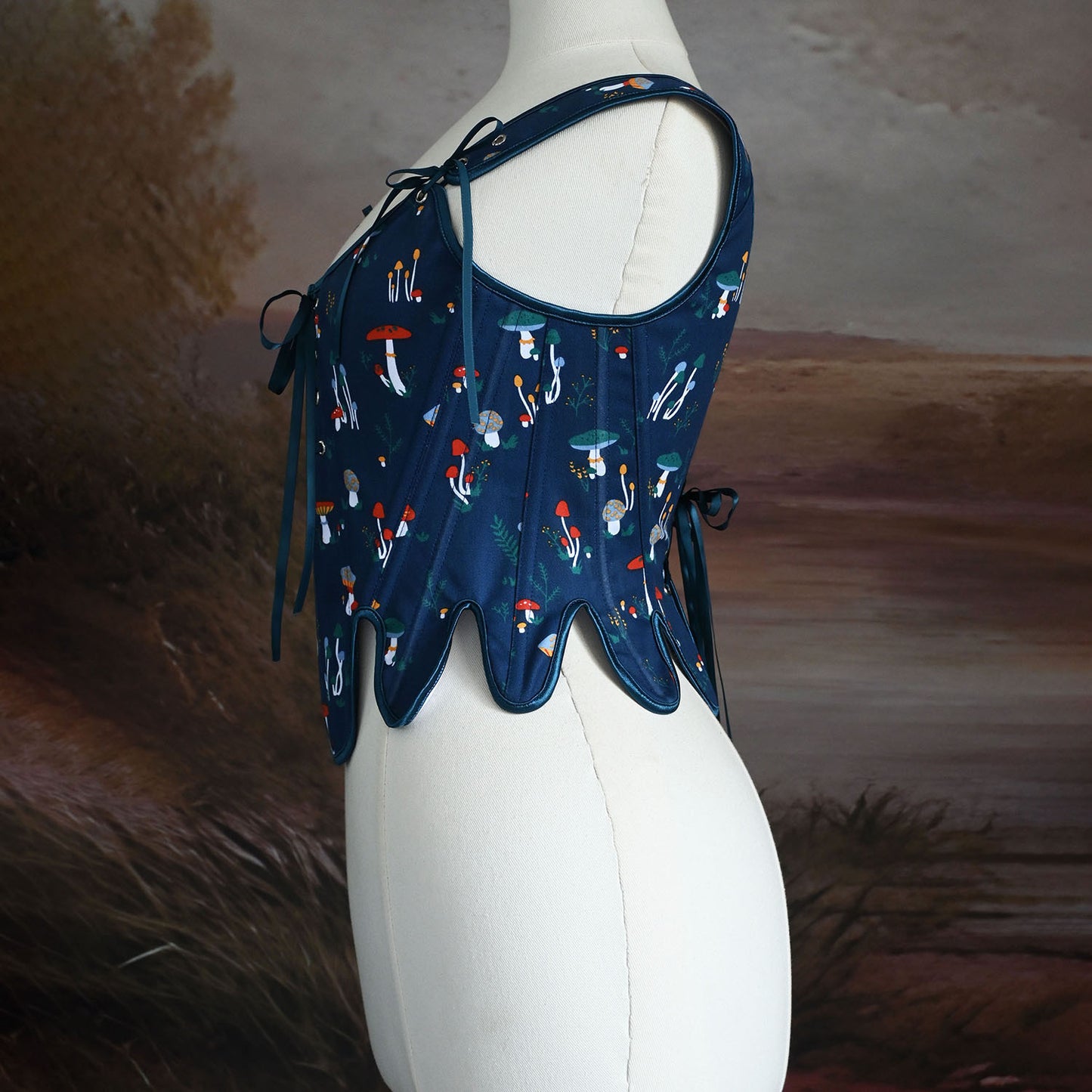 Fairycore Mushroom Print Corset