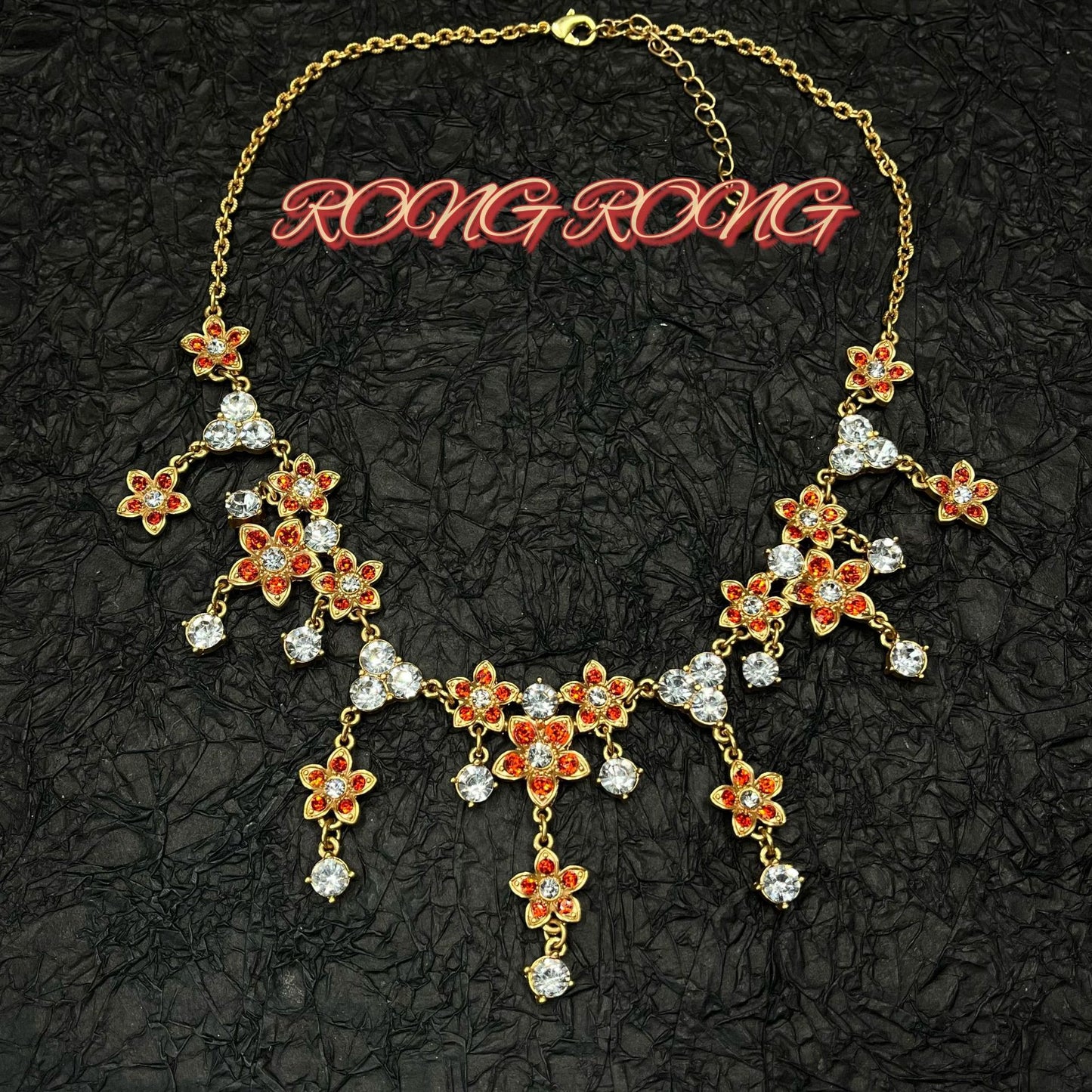 Fairycore Colored Gemstone Flower Long Earrings & Necklace