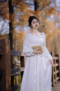 Period Drama Style White Regency Dress