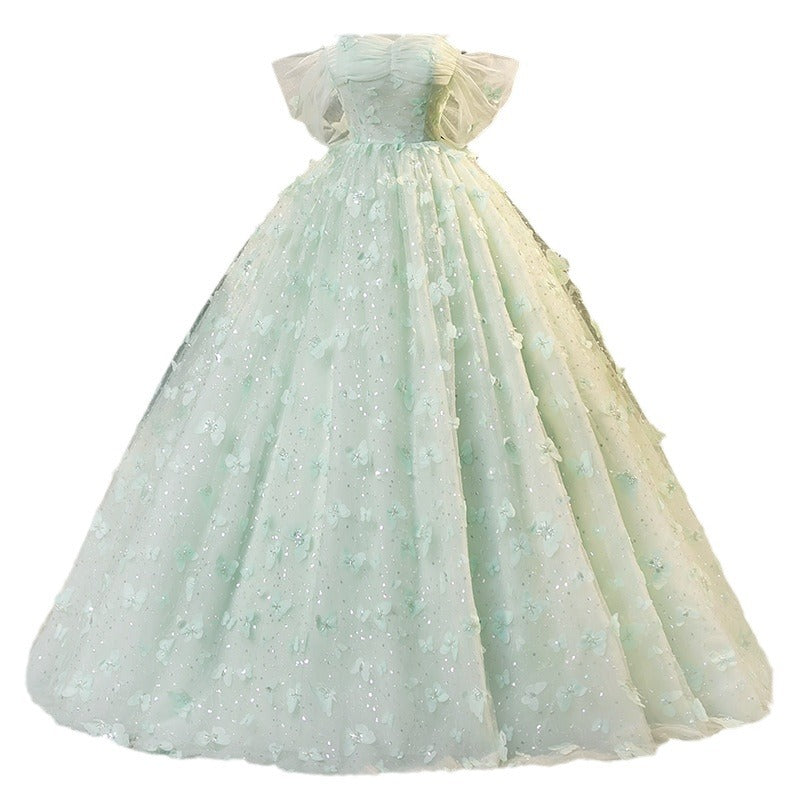 Princess Off Shoulder Sequin Prom Dress
